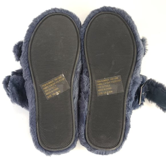Torrid Slip On Fuzzy Slippers Double Band Faux Fur House Shoes Size 8 - Picture 8 of 13